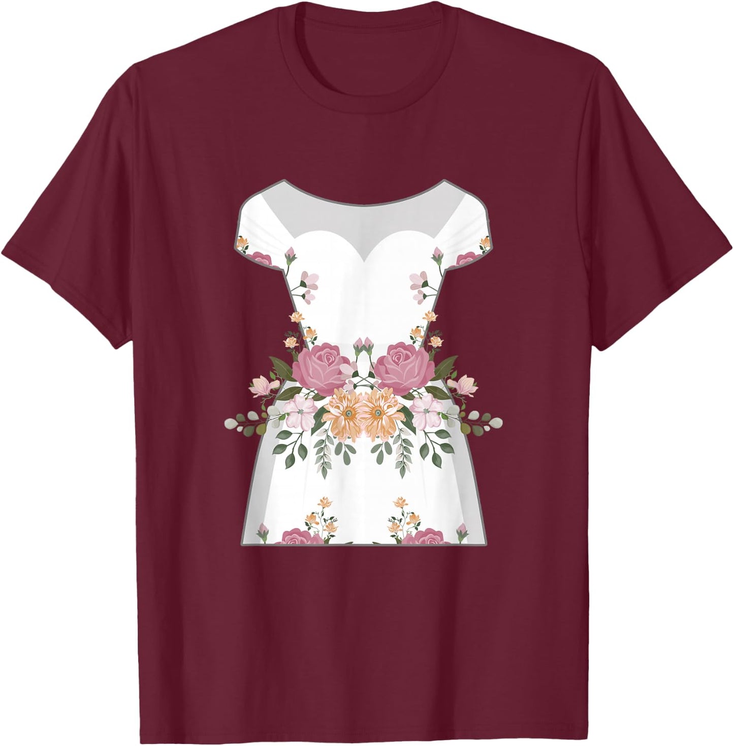 Hilarious Wedding Dresses Engagements Mockery Illustration T-Shirt - T-Shirt | Maroon