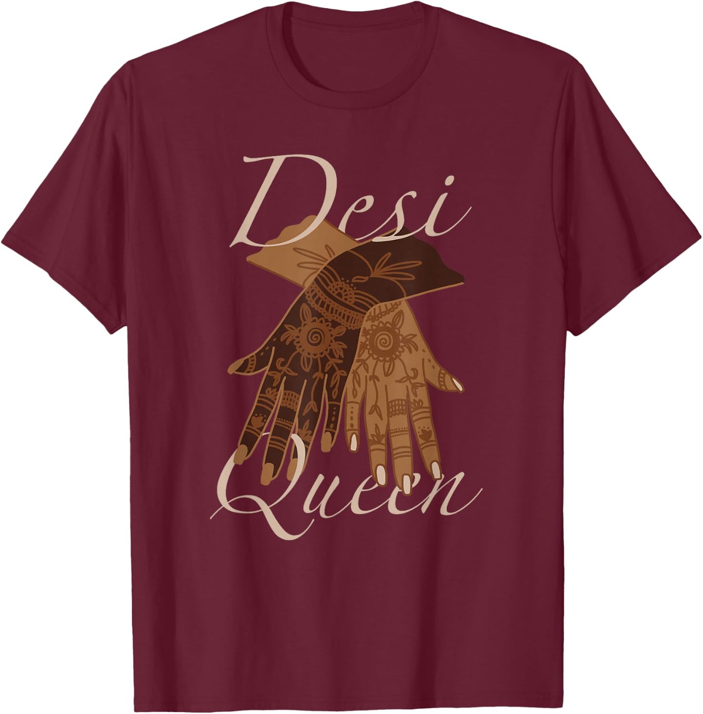 Henna Desi Queen Indian Aesthetic Girls Bollywood Mehndi T-Shirt - T-Shirt | Maroon