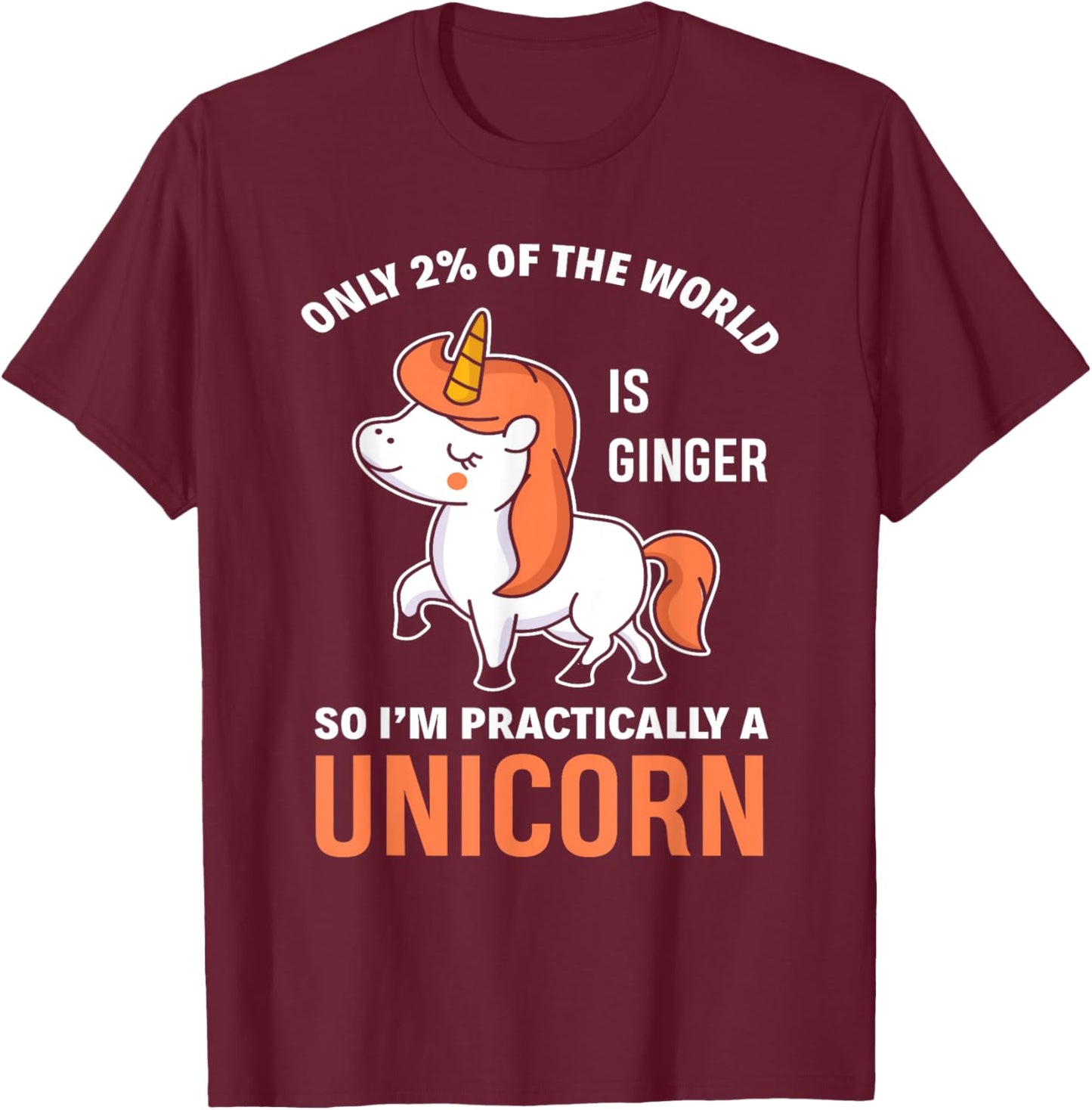 Funny Redhead Unicorn Ginger Woman Girls Gift T-Shirt - T-Shirt | Maroon
