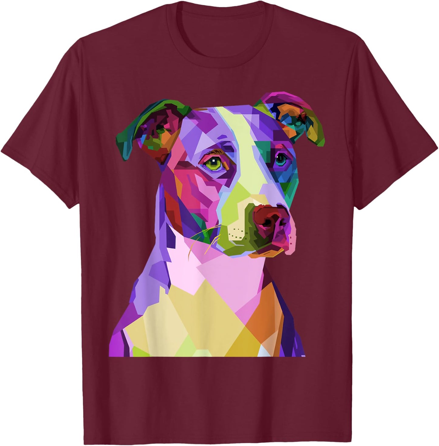 American Pitbull Terrier Pop Art Portrait for Dog Owners Men Women Kids T-Shirt - T-Shirt | Maroon