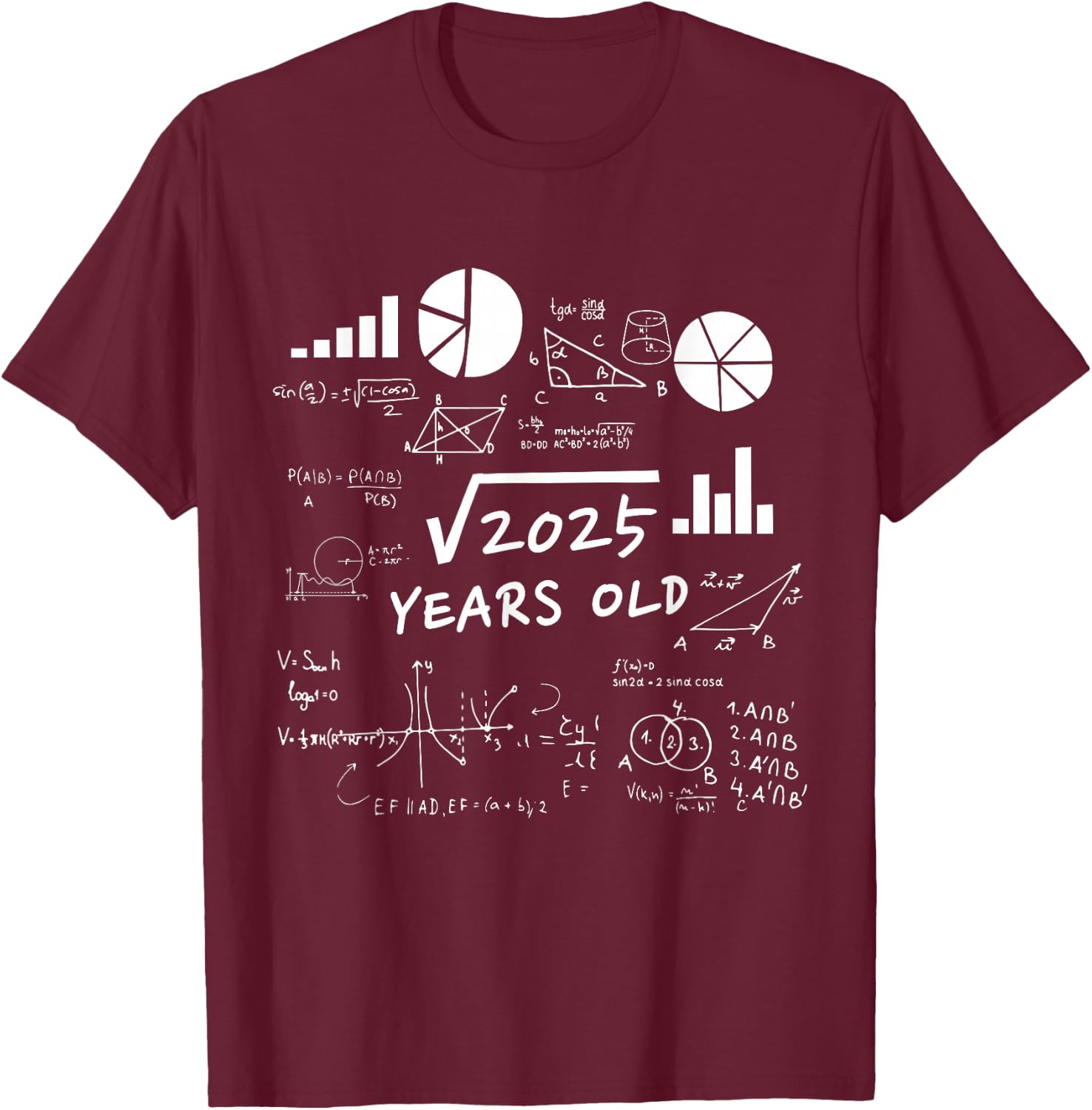 New Birthday Math Professor Engineer Student Gifts Square Root 45 Year Old Gift Funny Teacher 45th Birthday T-Shirt - T-Shirt | Maroon