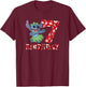 Disney Lilo & Stitch 7th Birthday Stitch Hula Dancer T-Shirt - T-Shirt | Maroon