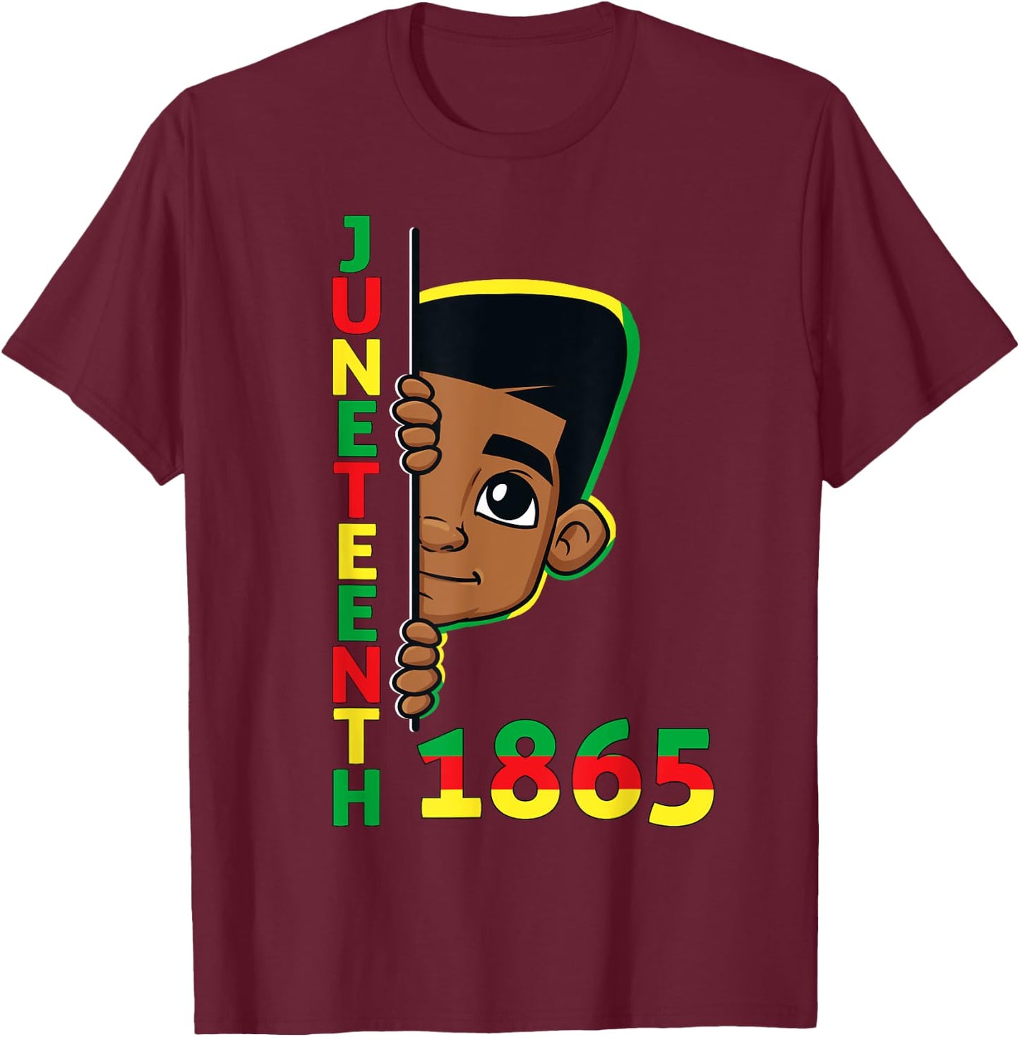 Juneteenth Celebrating 1865 Cool Brown Skin King Boys Kids T-Shirt - T-Shirt | Maroon