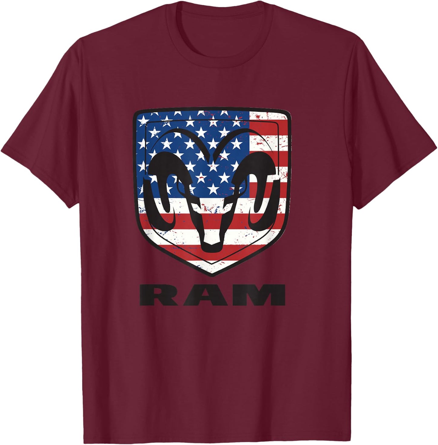 RAM Trucks Shield Flag T-Shirt - T-Shirt | Maroon