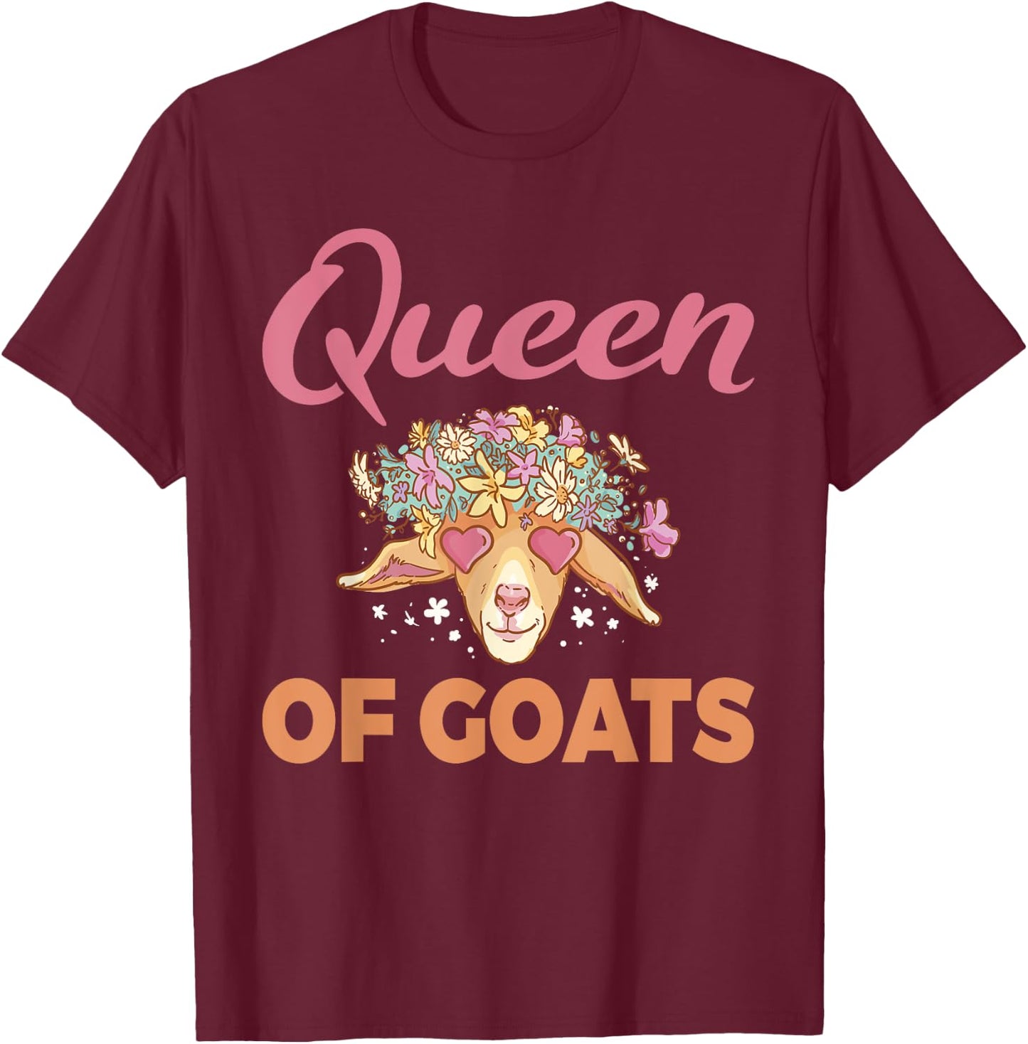 Queen of Goats Goat Lovers T-Shirt - T-Shirt | Maroon