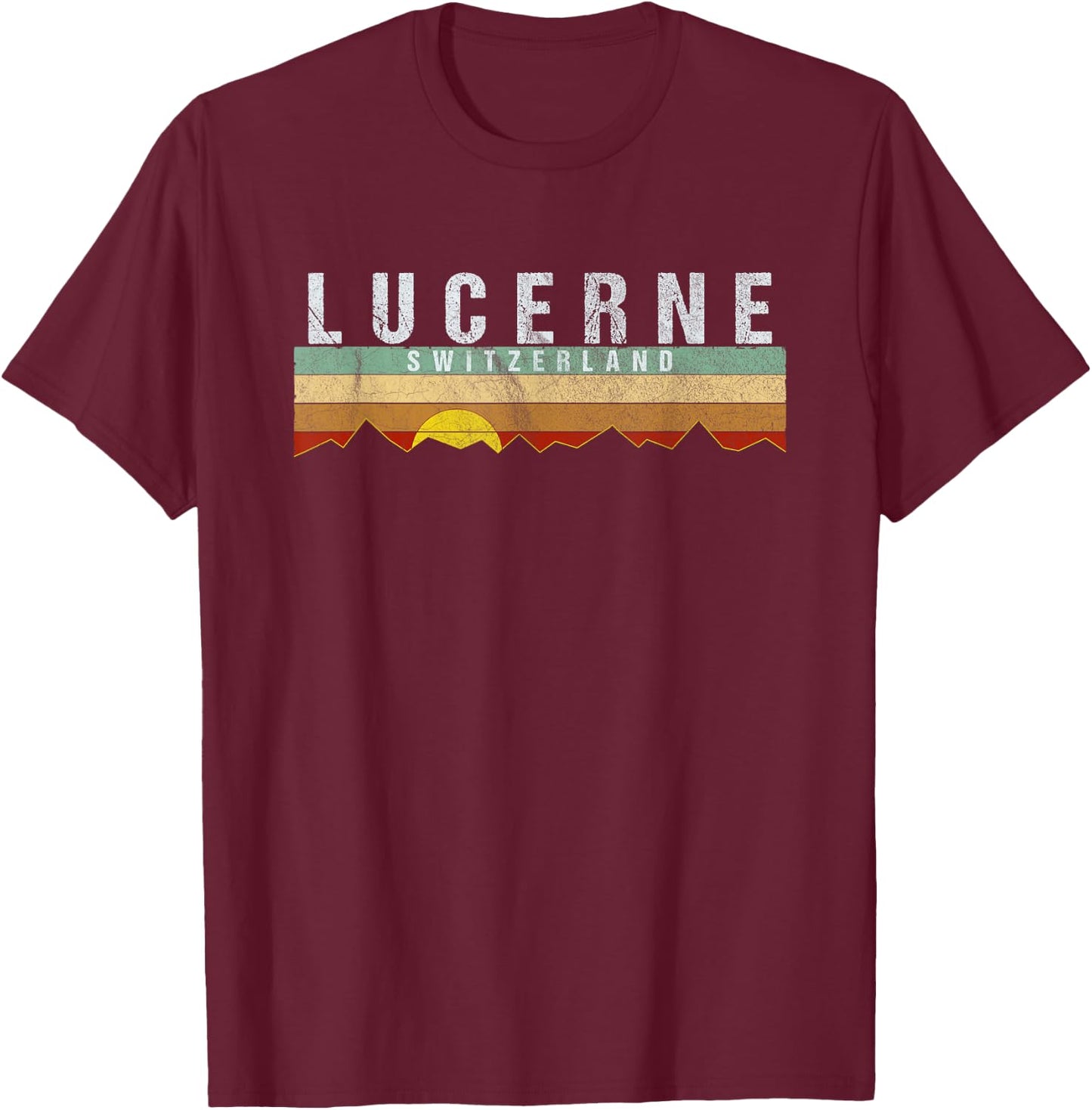 Lucerne Switzerland - Vintage Lucerne Gift T-Shirt - T-Shirt | Maroon