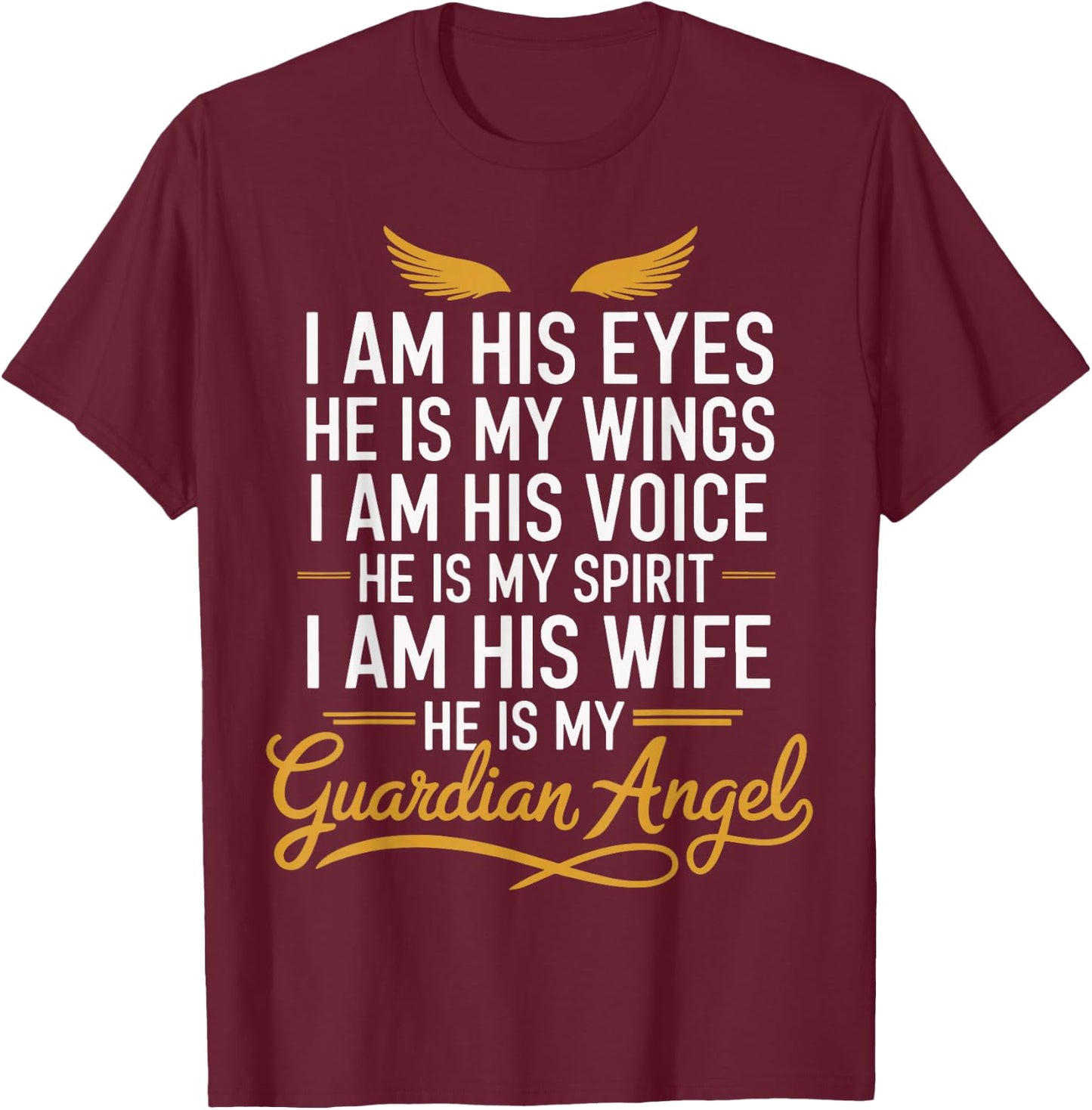 Husband Guardian Angel Widow Quote Widowed Wife Memorial Day T-Shirt - T-Shirt | Maroon