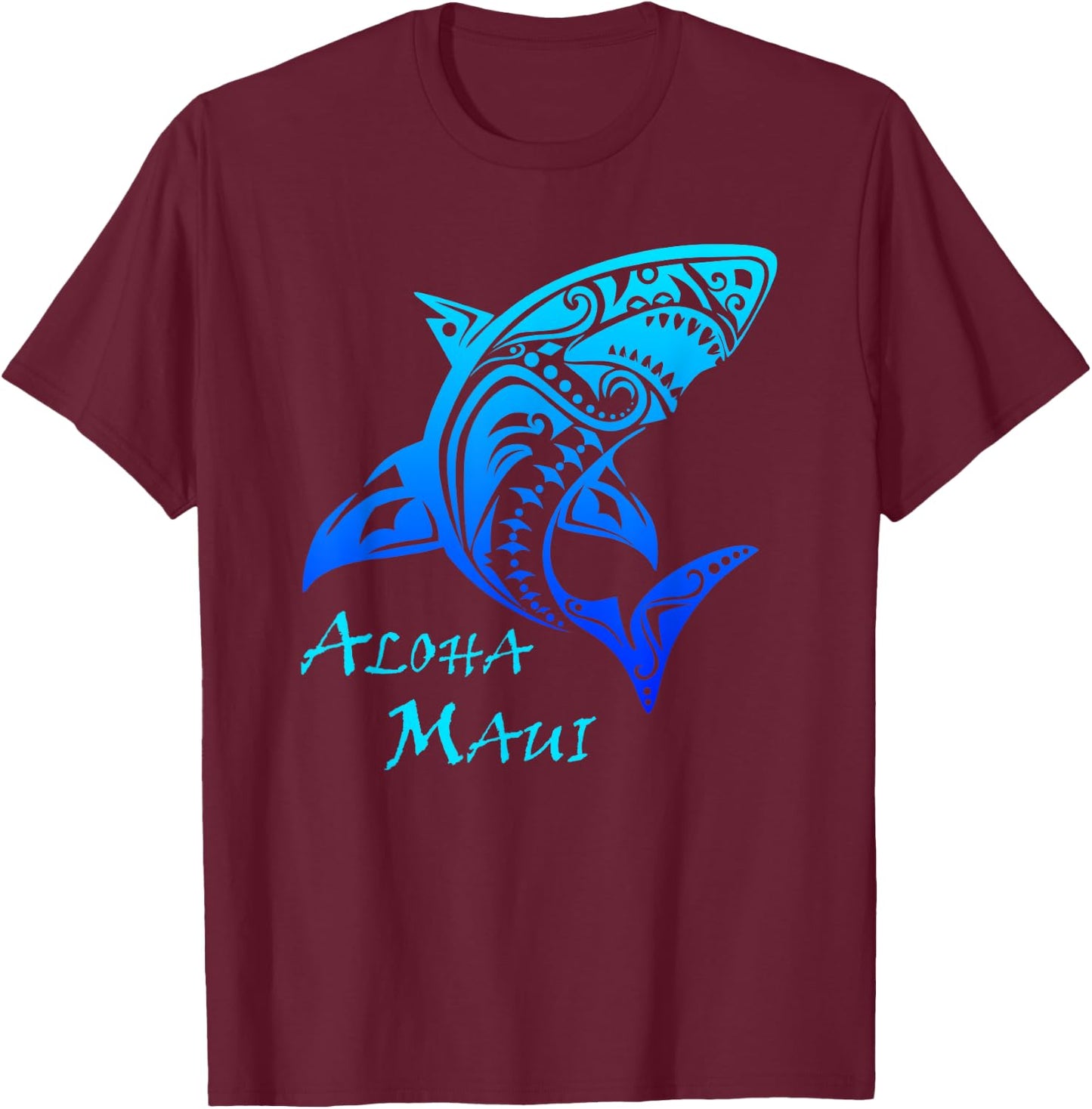 Aloha Maui Vintage Hawaiian Island Tribal Shark Classic T-Shirt - T-Shirt | Maroon