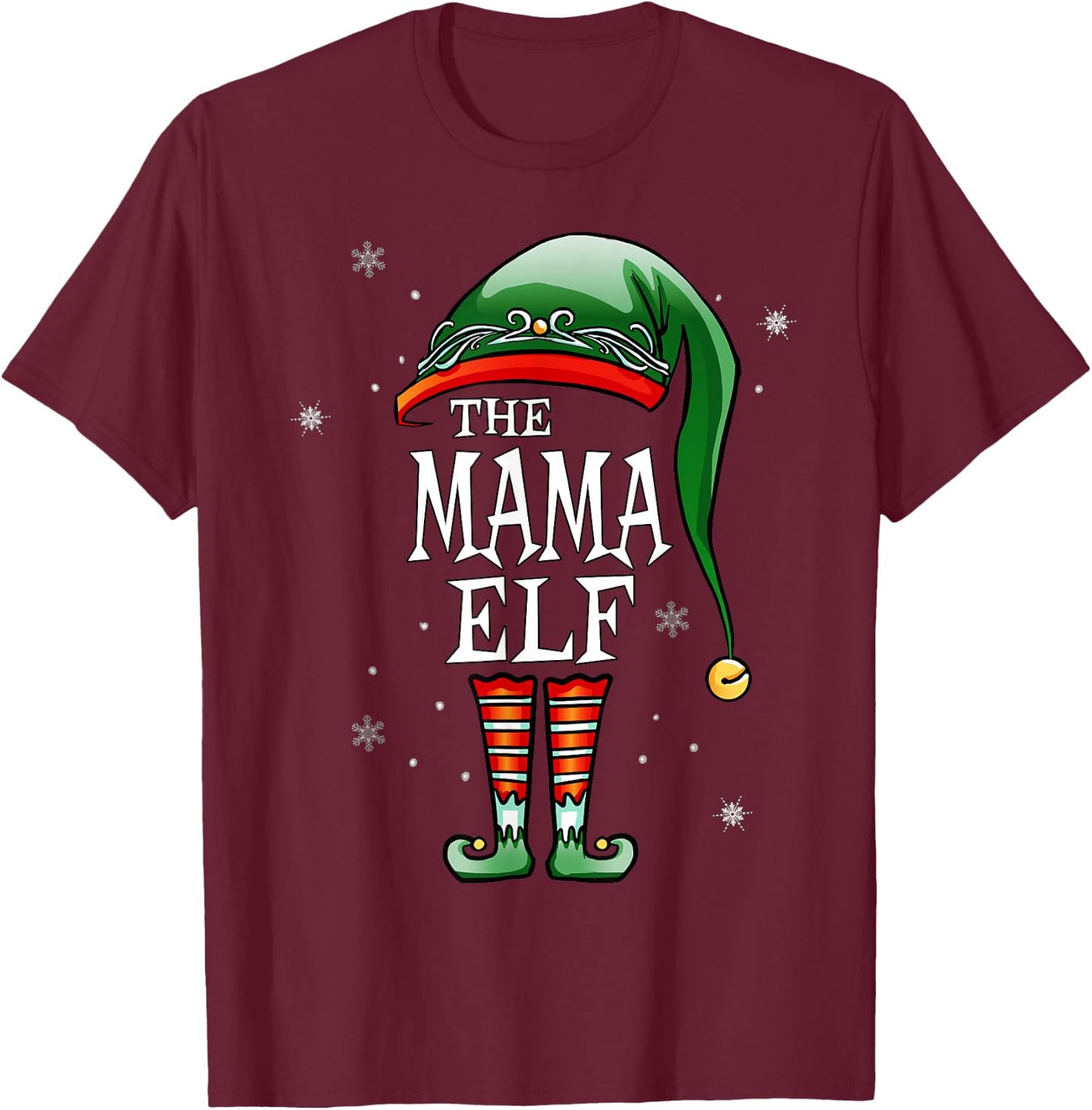 Matching Family Funny The Mama Elf Christmas T-Shirt - T-Shirt | Maroon