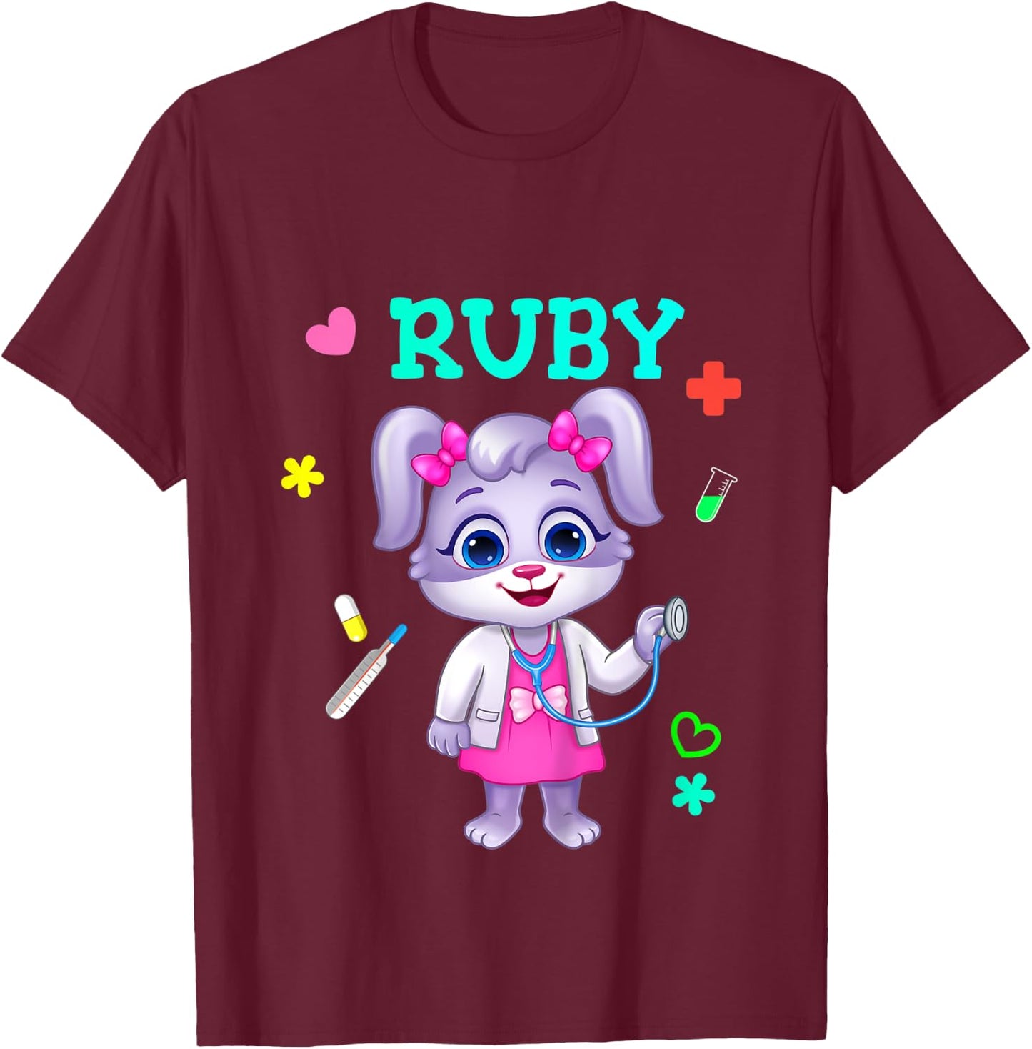 Kids Doctor for Kids | Ruby as a Doctor | Lucas and Friends T-Shirt - T-Shirt | Maroon