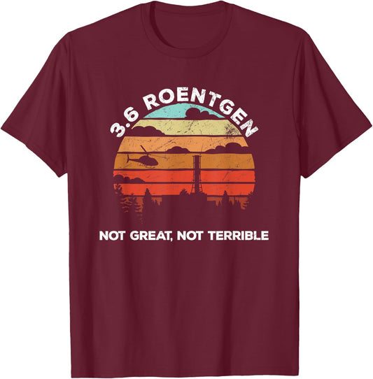 Chernobyl 3.6 Roentgen Not Great, Not Terrible Retro Sunset T-Shirt - T-Shirt | Maroon