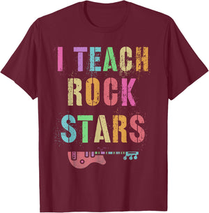I Teach ROCKSTARS Band Vibes Teacher Rocks My Music Teaching T-Shirt - T-Shirt | Maroon