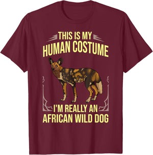 African Wild Dog Gift African Painted Dog Pup T-Shirt - T-Shirt | Maroon