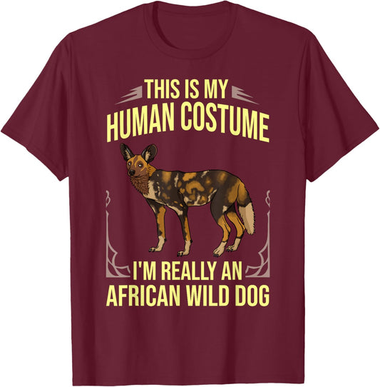 African Wild Dog Gift African Painted Dog Pup T-Shirt - T-Shirt | Maroon