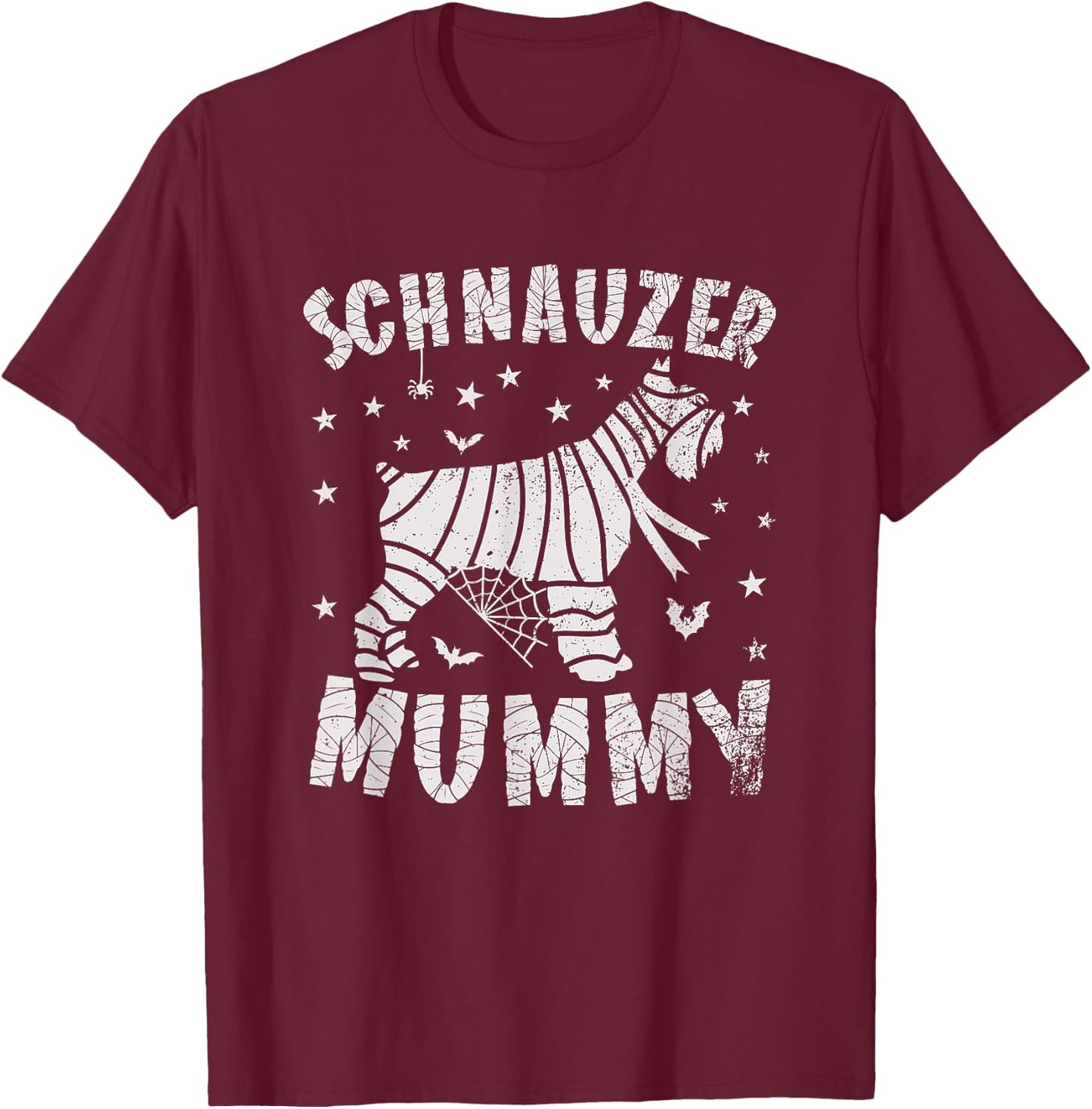 Miniature Schnauzer Mummy - Halloween T-Shirt - T-Shirt | Maroon