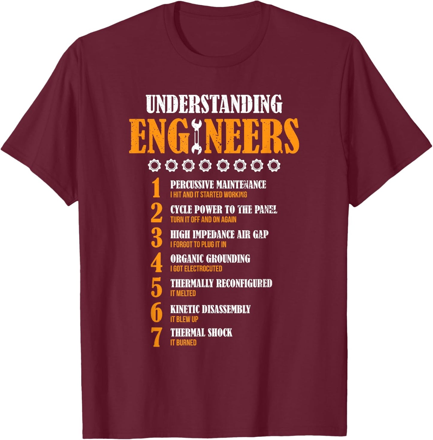 Understanding Engineers Lists Funny Engineer - Men's Black Distressed Funny Design Short Sleeve - Small T-Shirt - T-Shirt | Maroon