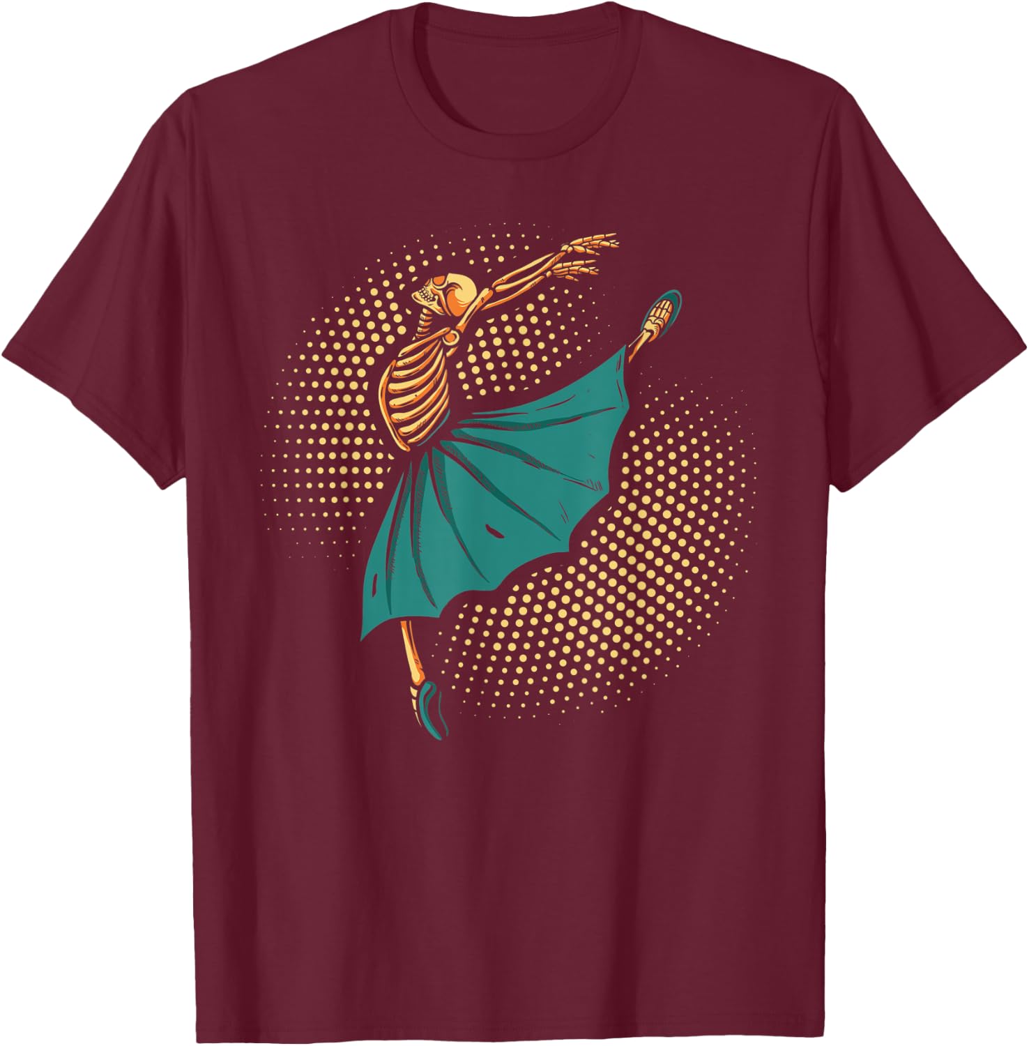 Funny Yoga Ballet Skeleton Ballerina T-Shirt - T-Shirt | Maroon