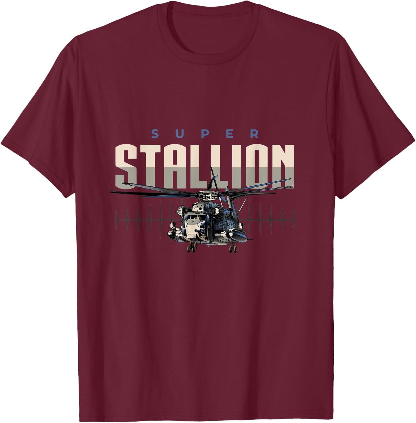 USA Military Warbird Helicopter Super Stallion T-Shirt - T-Shirt | Maroon