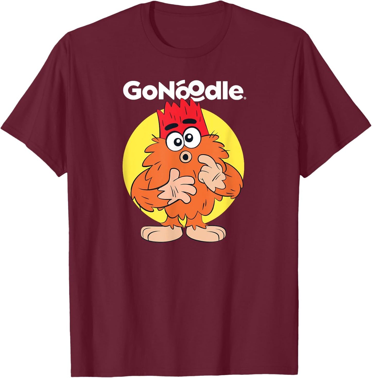 GoNoodle Squatchy Champ - -Adults, Black, Small, Short Sleeve, Classic Fit T-Shirt - T-Shirt | Maroon