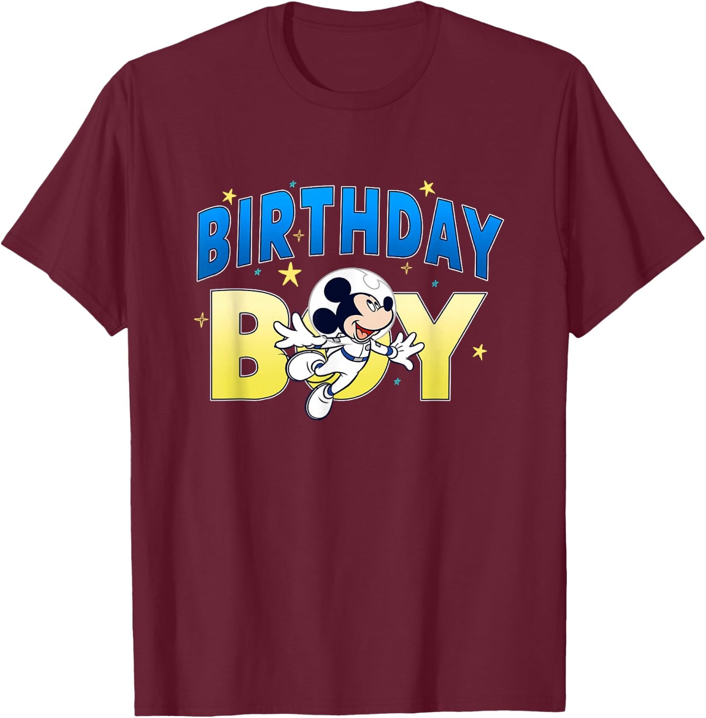 Disney Mickey And Friends Birthday Boy Vintage Astronaut T-Shirt - T-Shirt | Maroon