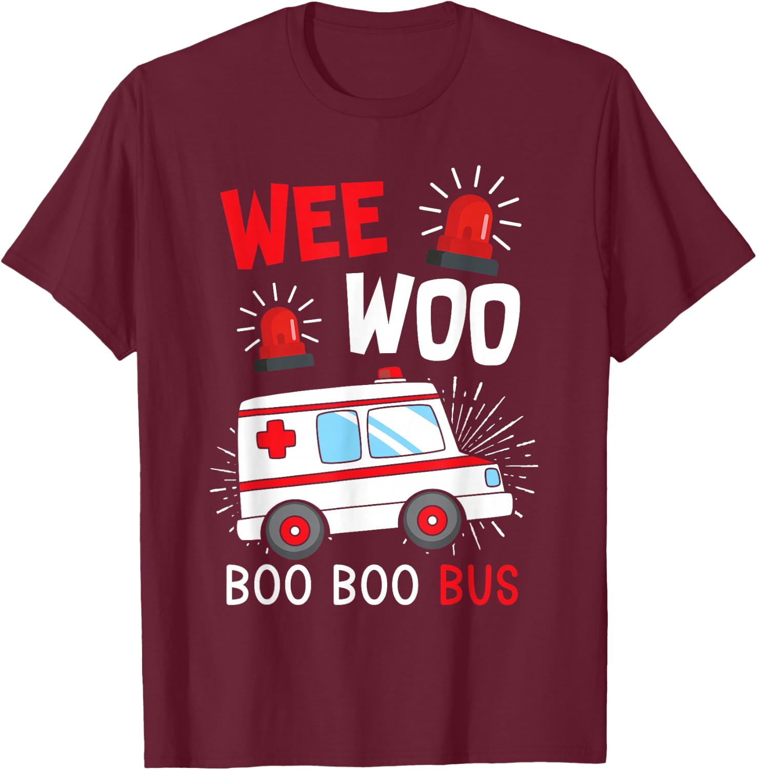 Paramedic Wee Woo Ambulance T-Shirt - T-Shirt | Maroon