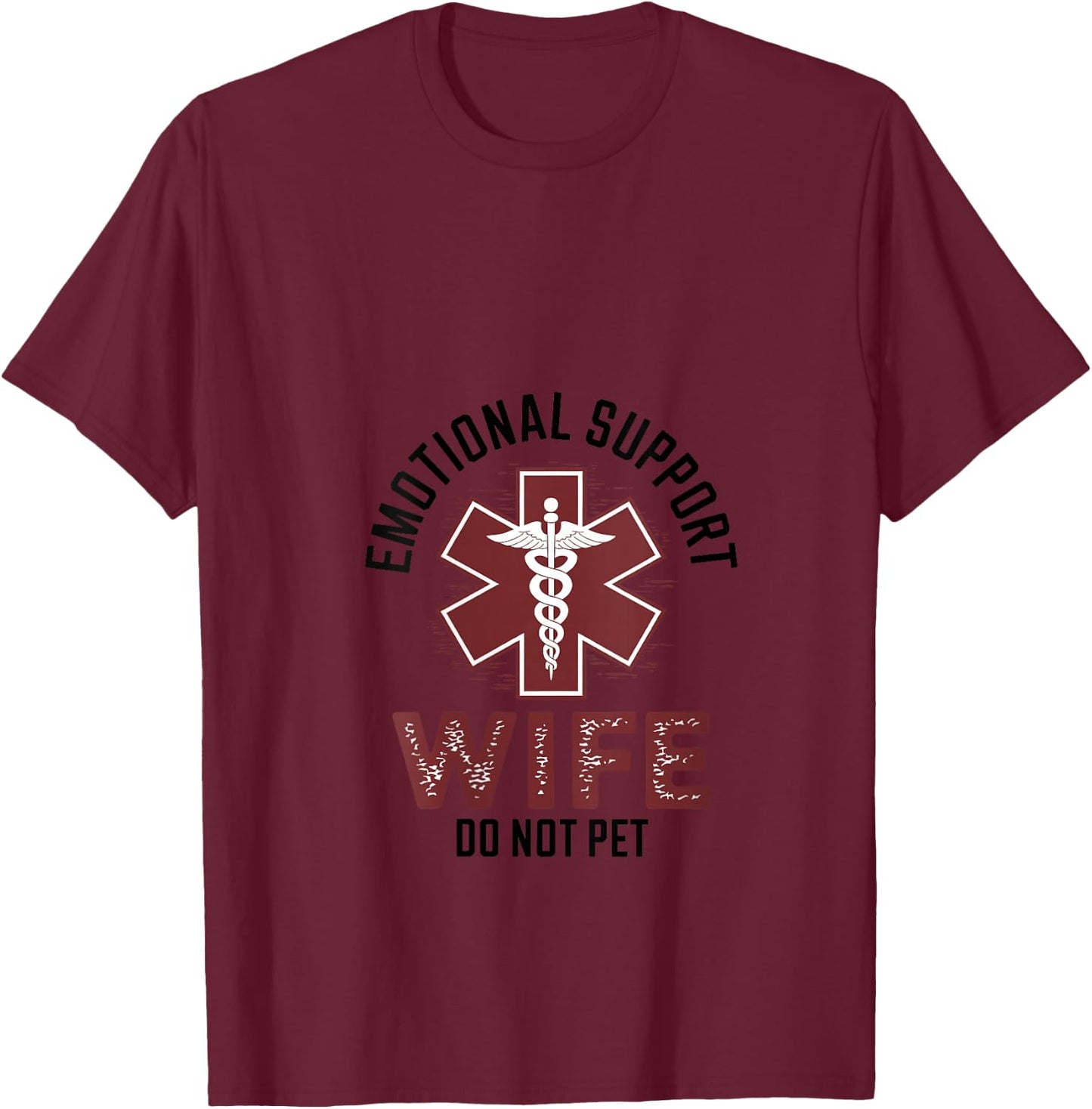 Do Not Pet Emotional Support Wife V-Neck T-Shirt - T-Shirt | Maroon