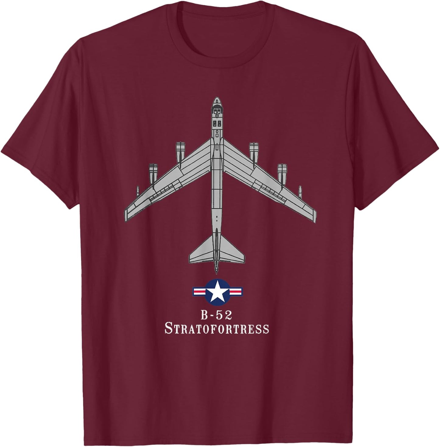B-52 Stratofortress Tech Drawing Cold War Bomber T-Shirt - T-Shirt | Maroon