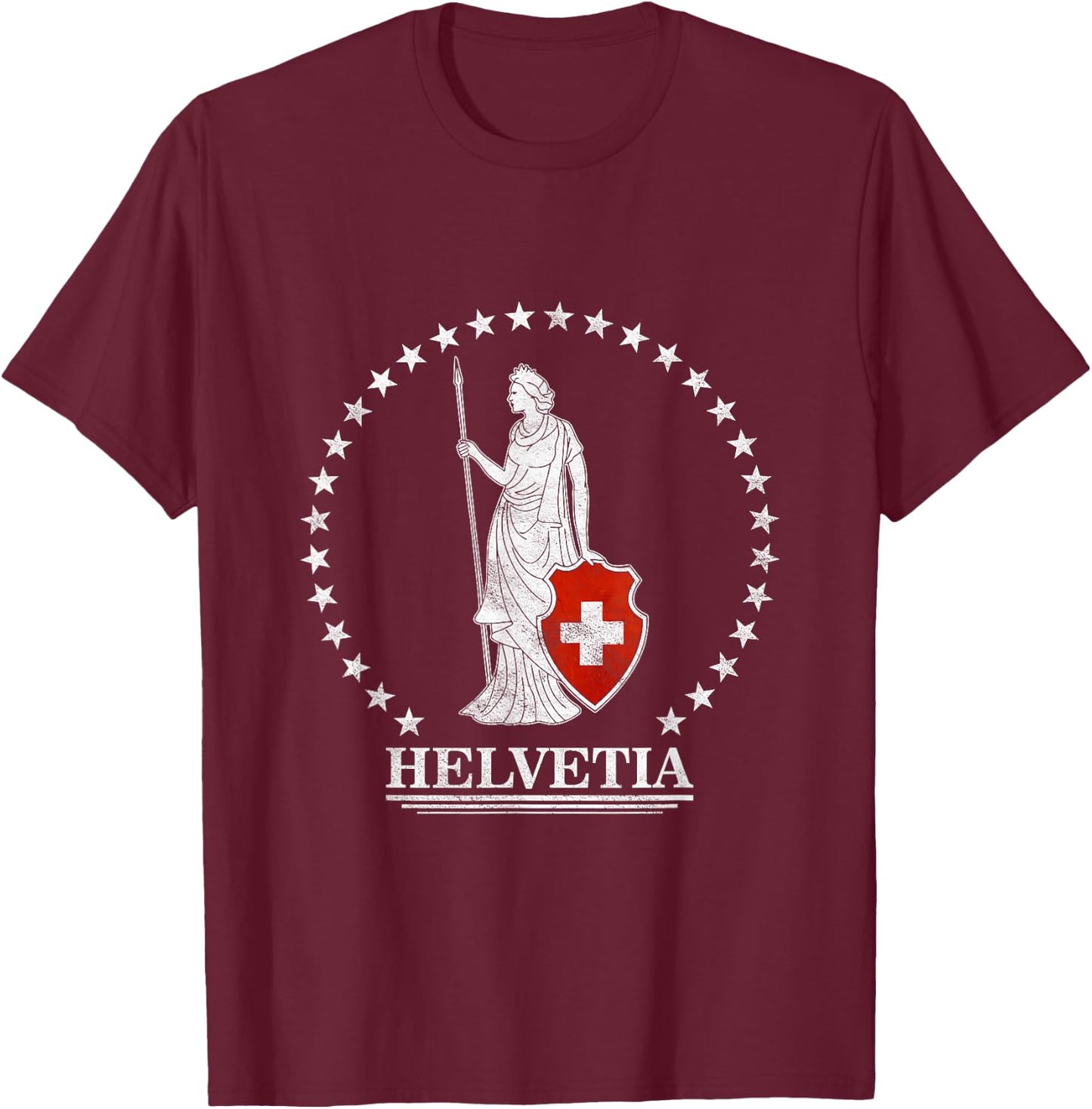Helvetia Switzerland T-Shirt - T-Shirt | Maroon