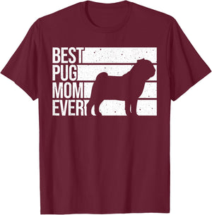 Cute Pug Art For Mom Women Breed Pet Dog Puppy Pug Lovers T-Shirt - T-Shirt | Maroon