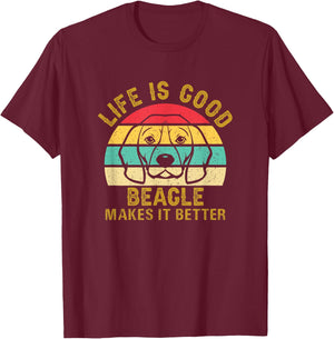 Life With Beagle Is Good Makes It Better T-Shirt - T-Shirt | Maroon