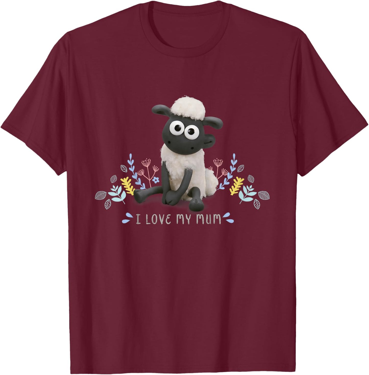 Shaun the Sheep: I Love My Mum T-Shirt - T-Shirt | Maroon