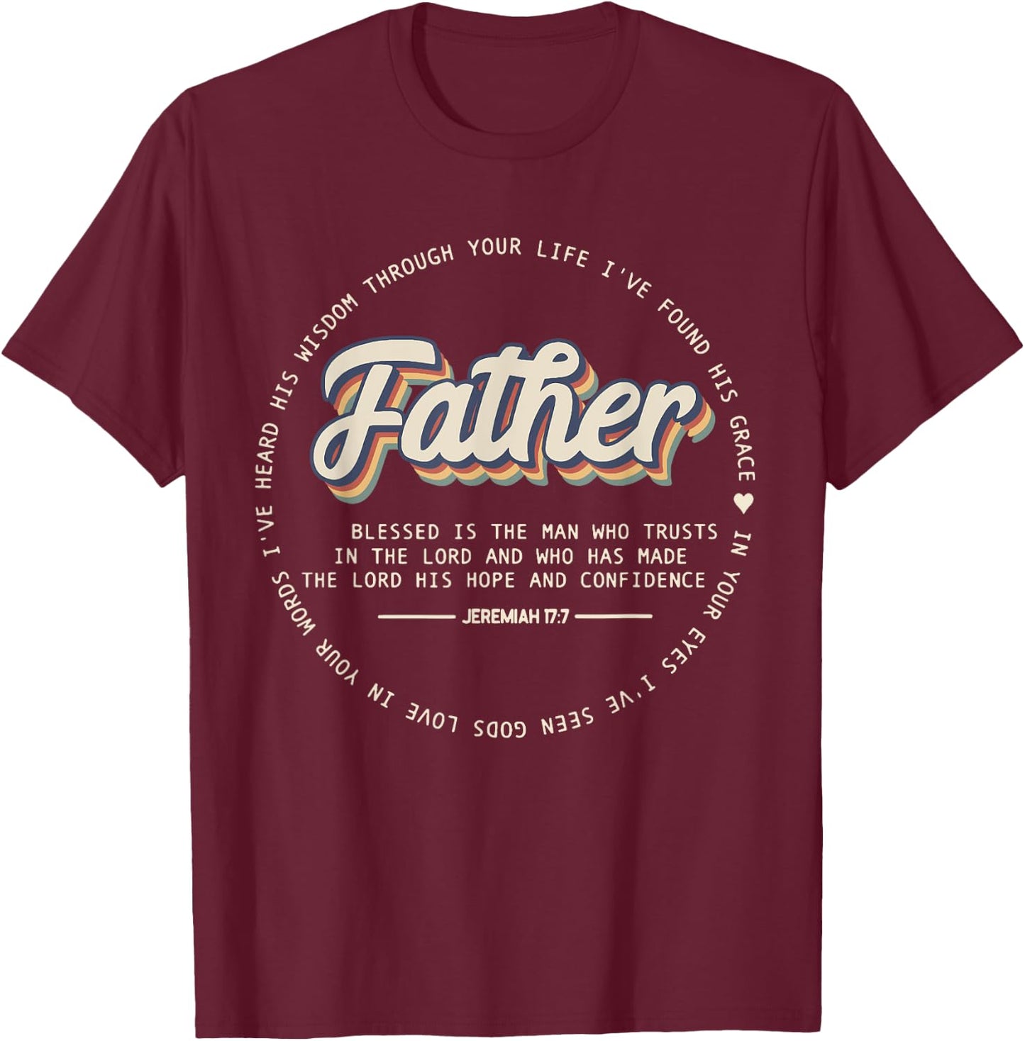 Retro Fathers Day Jeremiah Dad Noun Bible Verse Quote T-Shirt - T-Shirt | Maroon