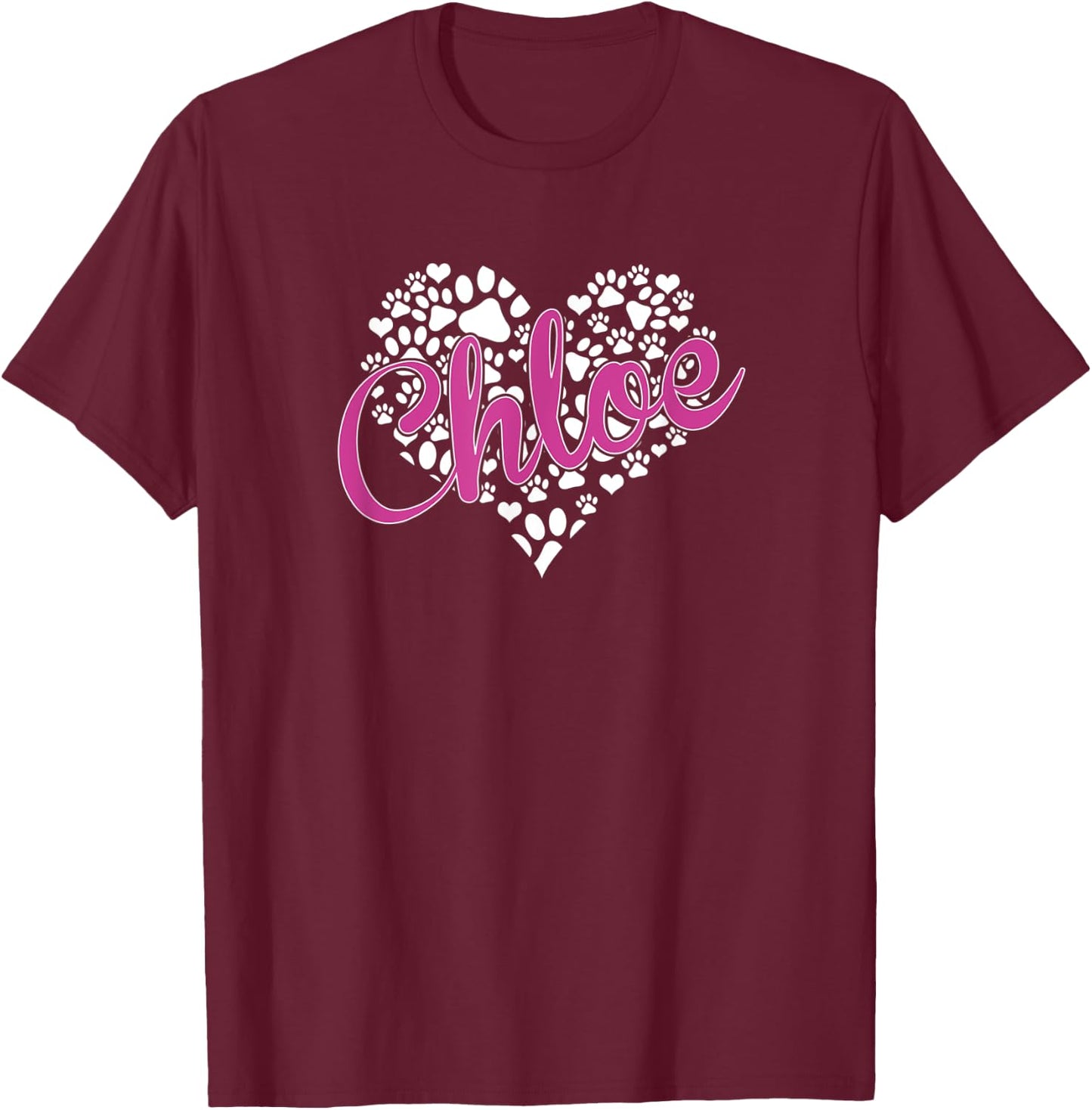 Chloe Personalized Dog Name Pet Clothing For Humans T-Shirt - T-Shirt | Maroon