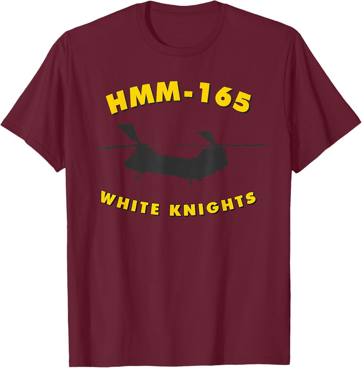 HMM-165 Helicopter Squadron CH-46 Sea Knight T-Shirt - T-Shirt | Maroon