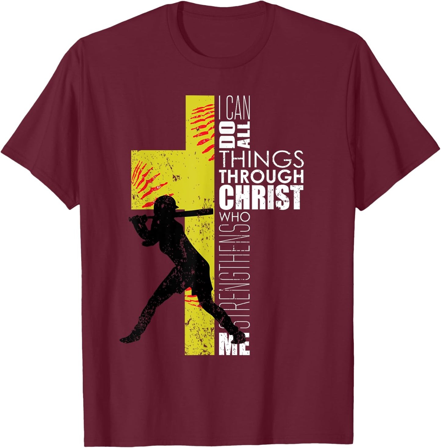 Softball Gifts Players Teen Girls Women Christian Religious T-Shirt - T-Shirt | Maroon