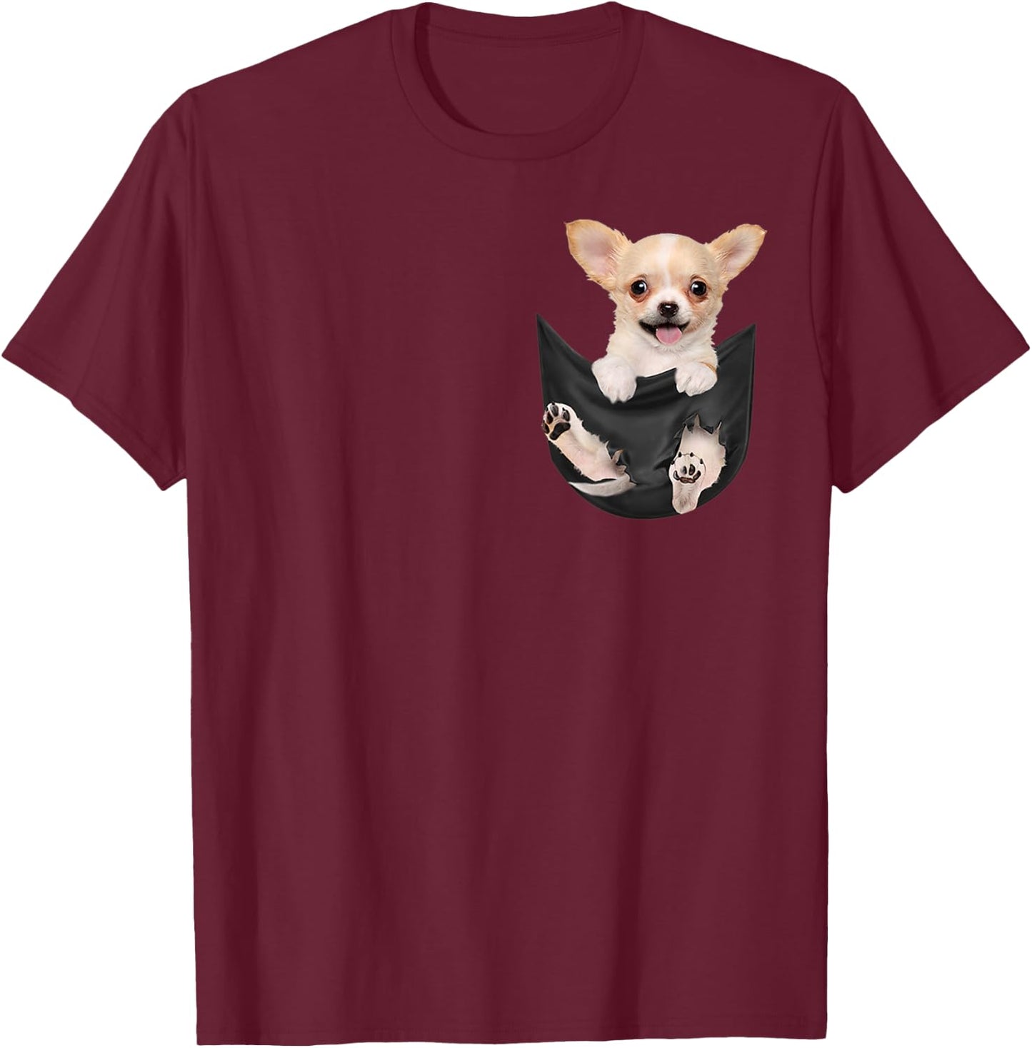 Funny Chihuahua in Your Pocket for Chihuahuas Lovers T-Shirt - T-Shirt | Maroon