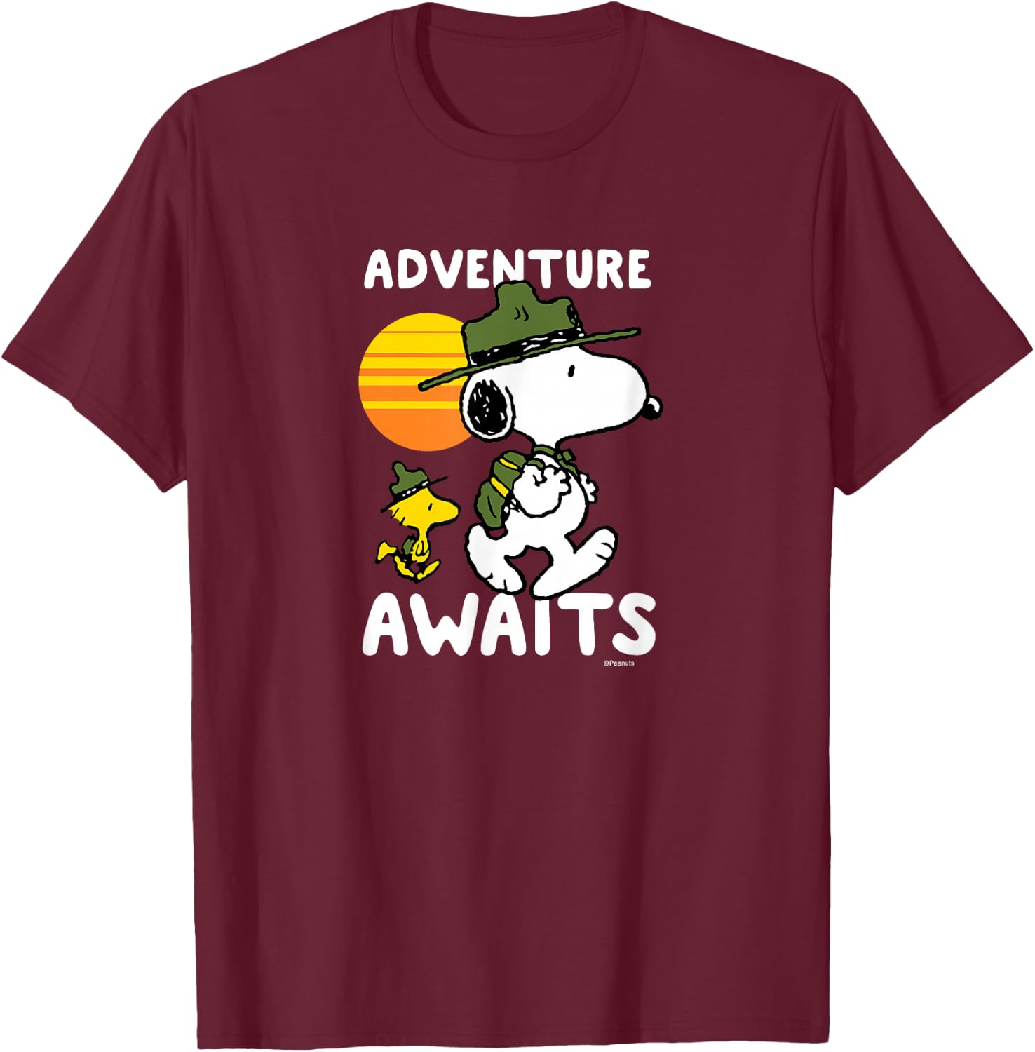 Peanuts - Snoopy Adventure Awaits T-Shirt - T-Shirt | Maroon