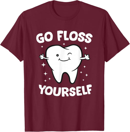 Dental Squad Store Dentist Assistant Teeth - Black, Small, , Short Sleeve, Classic Fit, Cotton Polyester Blend T-Shirt - T-Shirt | Maroon