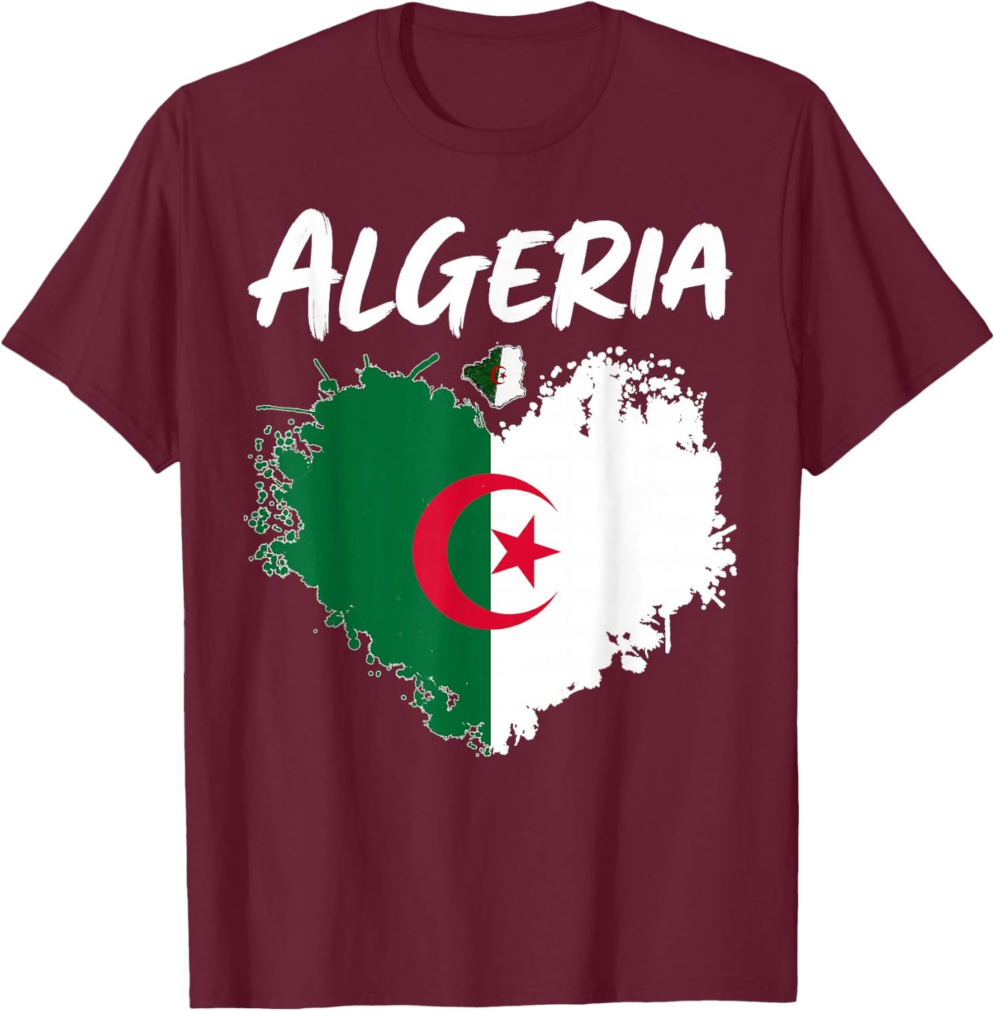 Algerian Flag Heritage Outfit Idea Algeria Themed T-Shirt - T-Shirt | Maroon