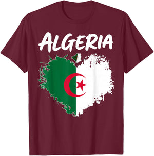 Algerian Flag Heritage Outfit Idea Algeria Themed T-Shirt - T-Shirt | Maroon