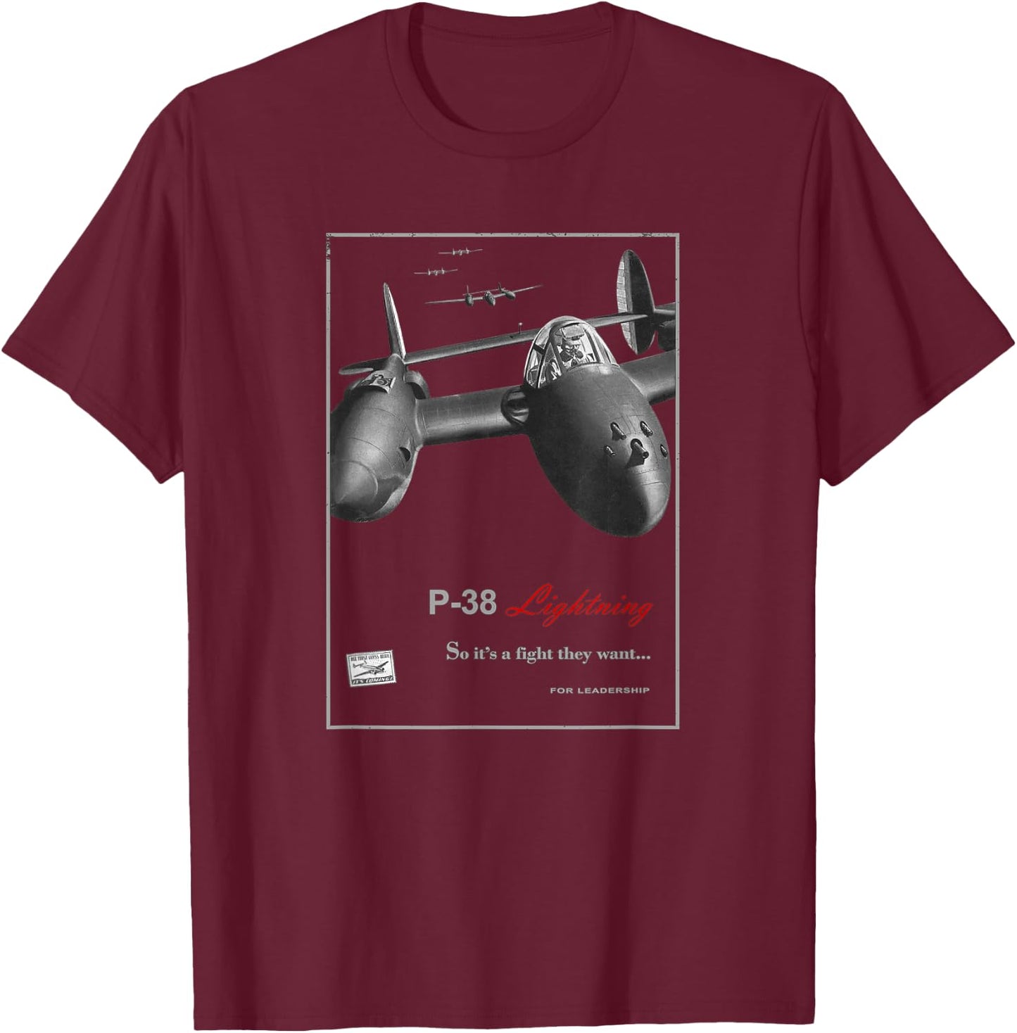 P-38 Lightning WW2 fighter aircraft T-Shirt - T-Shirt | Maroon