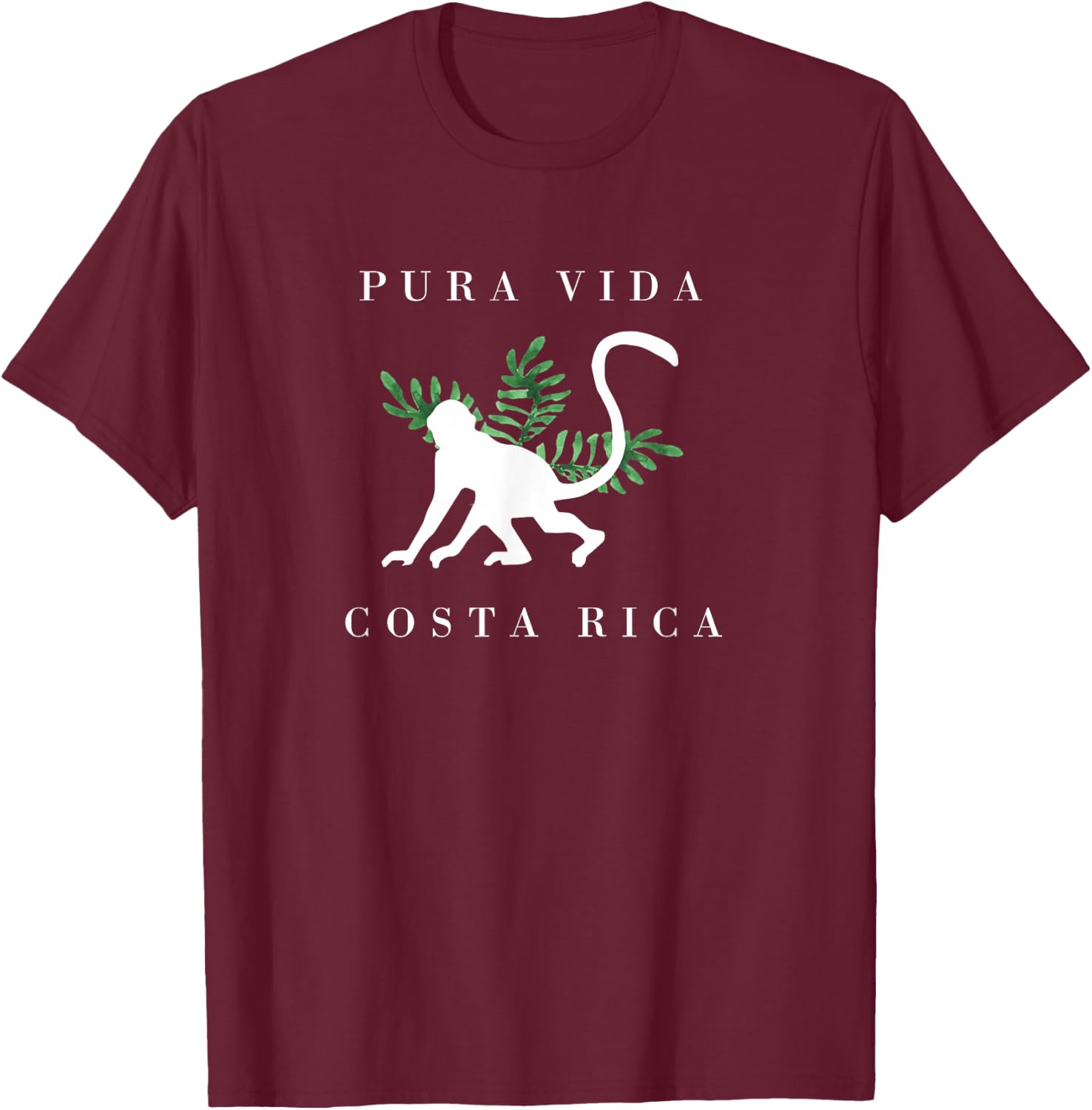Costa Rica Monkey Pura Vida Souvenir T-Shirt - T-Shirt | Maroon