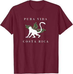 Costa Rica Monkey Pura Vida Souvenir T-Shirt - T-Shirt | Maroon