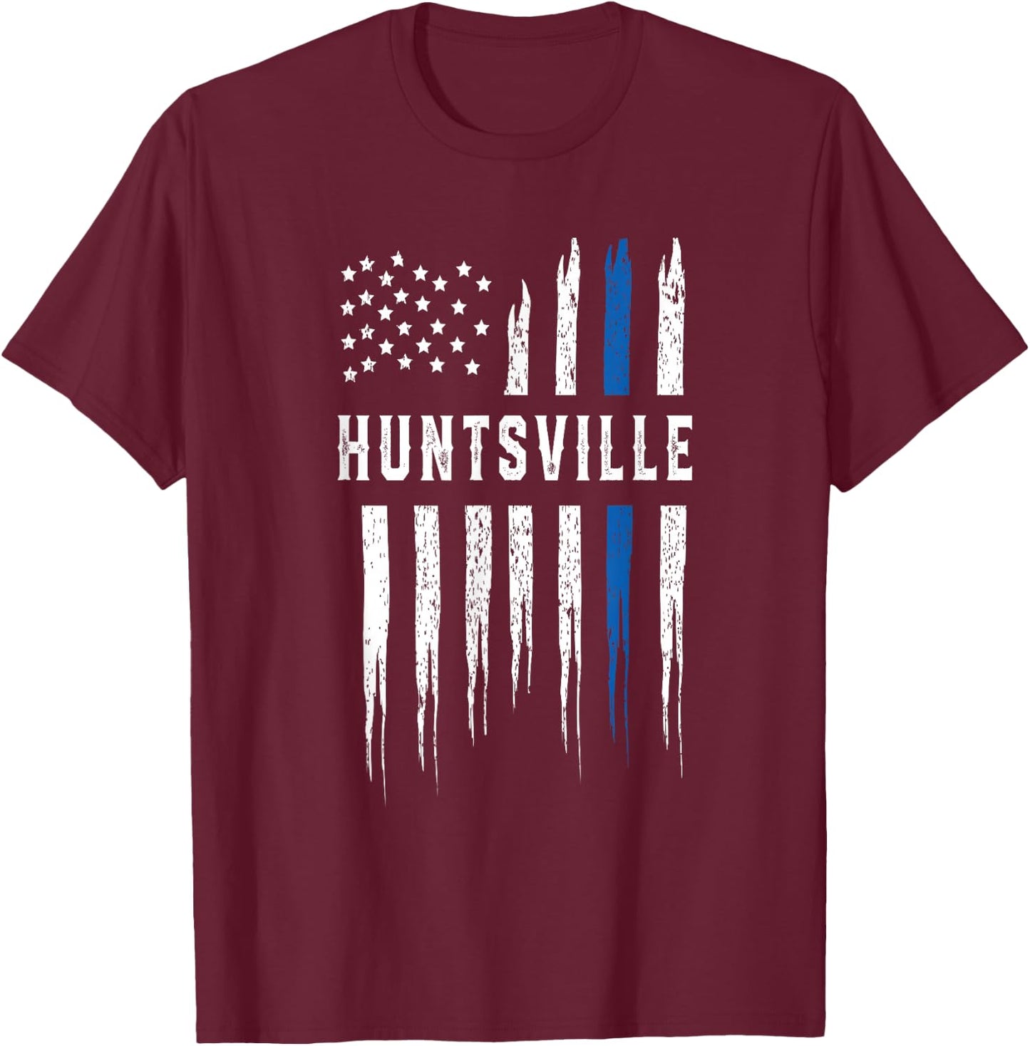 Thin Blue Line Heart Huntsville Police Officer Alabama Cops T-Shirt - T-Shirt | Maroon