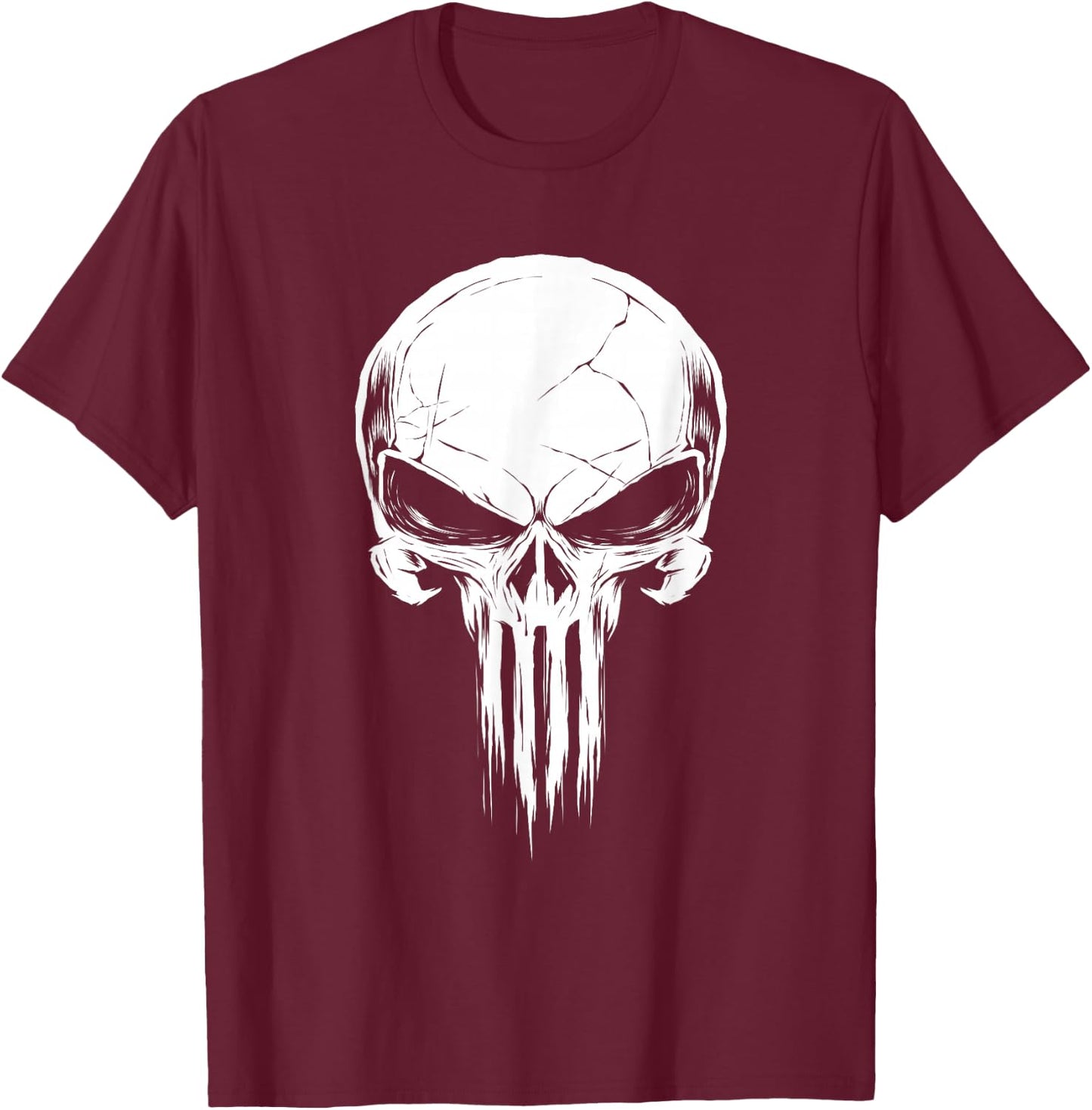 Marvel The Punisher Distressed Skull Logo T-Shirt - T-Shirt | Maroon