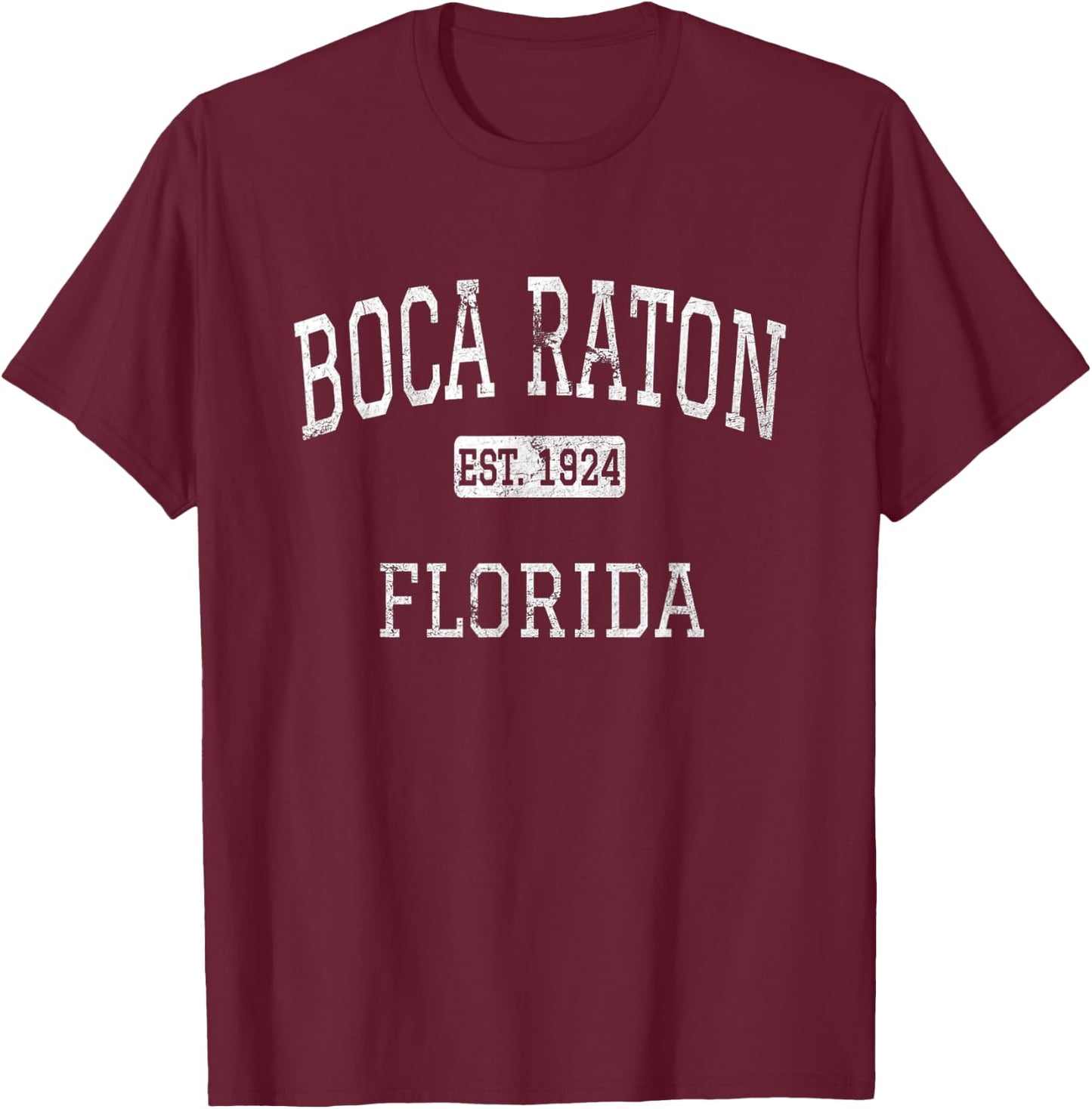 Boca Raton Florida FL Vintage T-Shirt - T-Shirt | Maroon