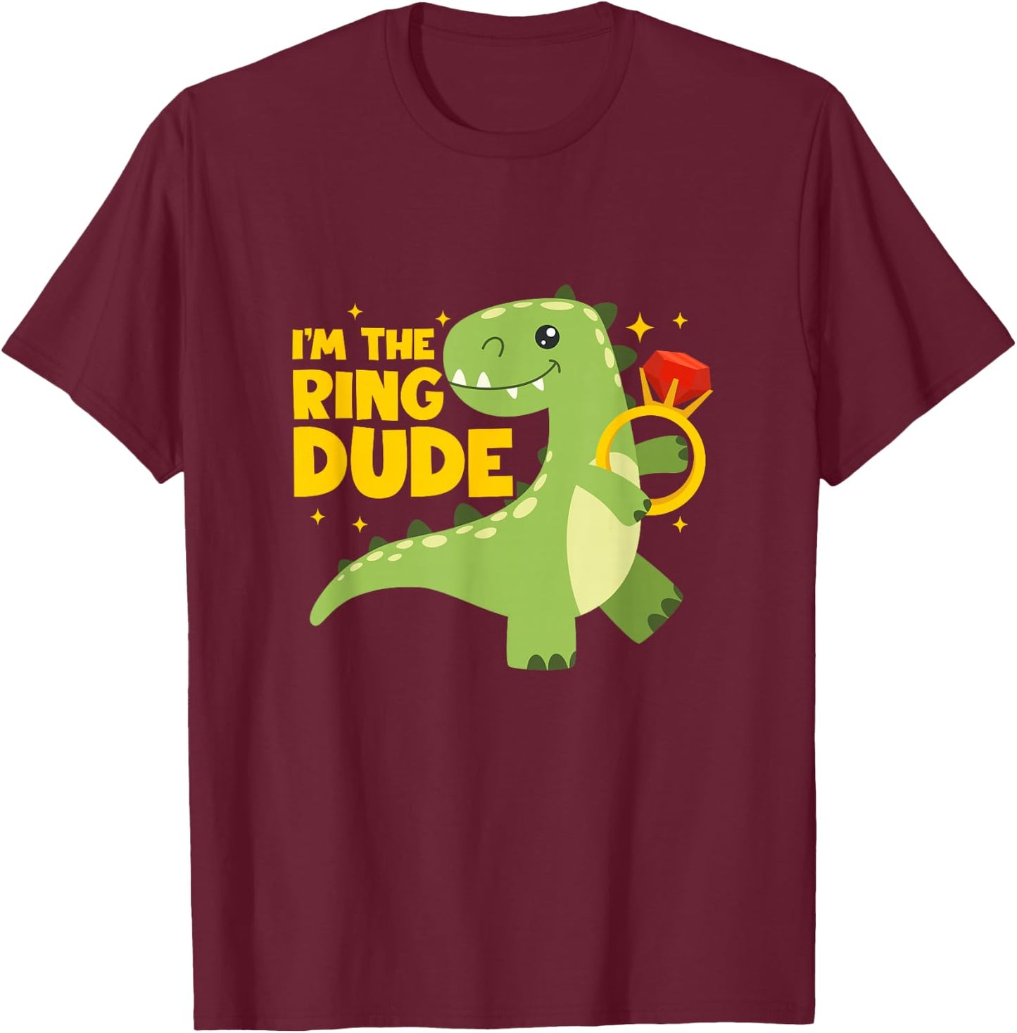 I'm The Ring Dude Dinosaur Ring Bearer Dino Wedding Ring T-Shirt - T-Shirt | Maroon
