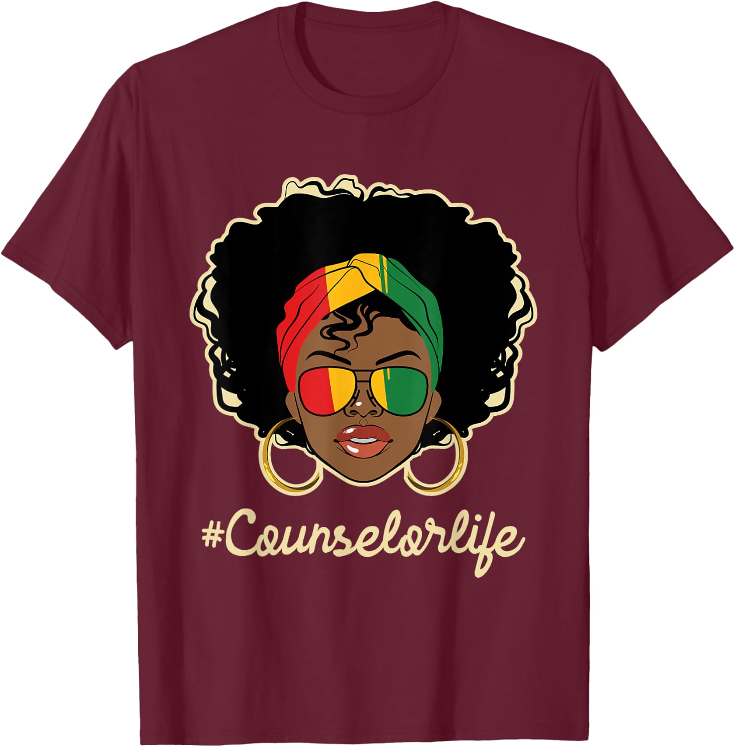Counselor Life - African American Pride Career Counseling T-Shirt - T-Shirt | Maroon