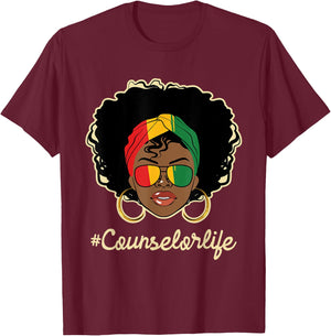 Counselor Life - African American Pride Career Counseling T-Shirt - T-Shirt | Maroon