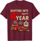 Shifting Into 4 Year Boy Birthday Racing Car Theme Party T-Shirt - T-Shirt | Maroon